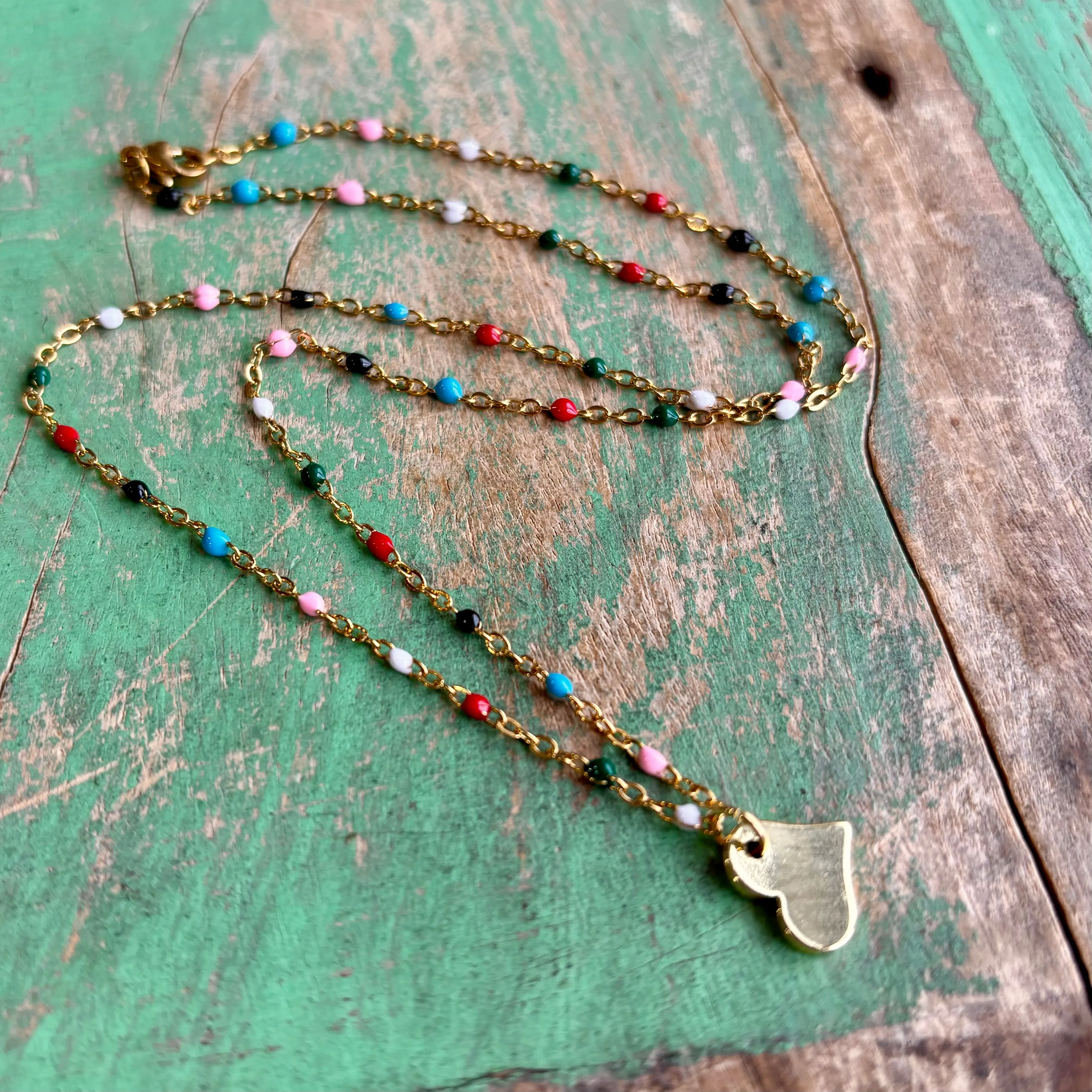 Colorful Gold Heart Necklace