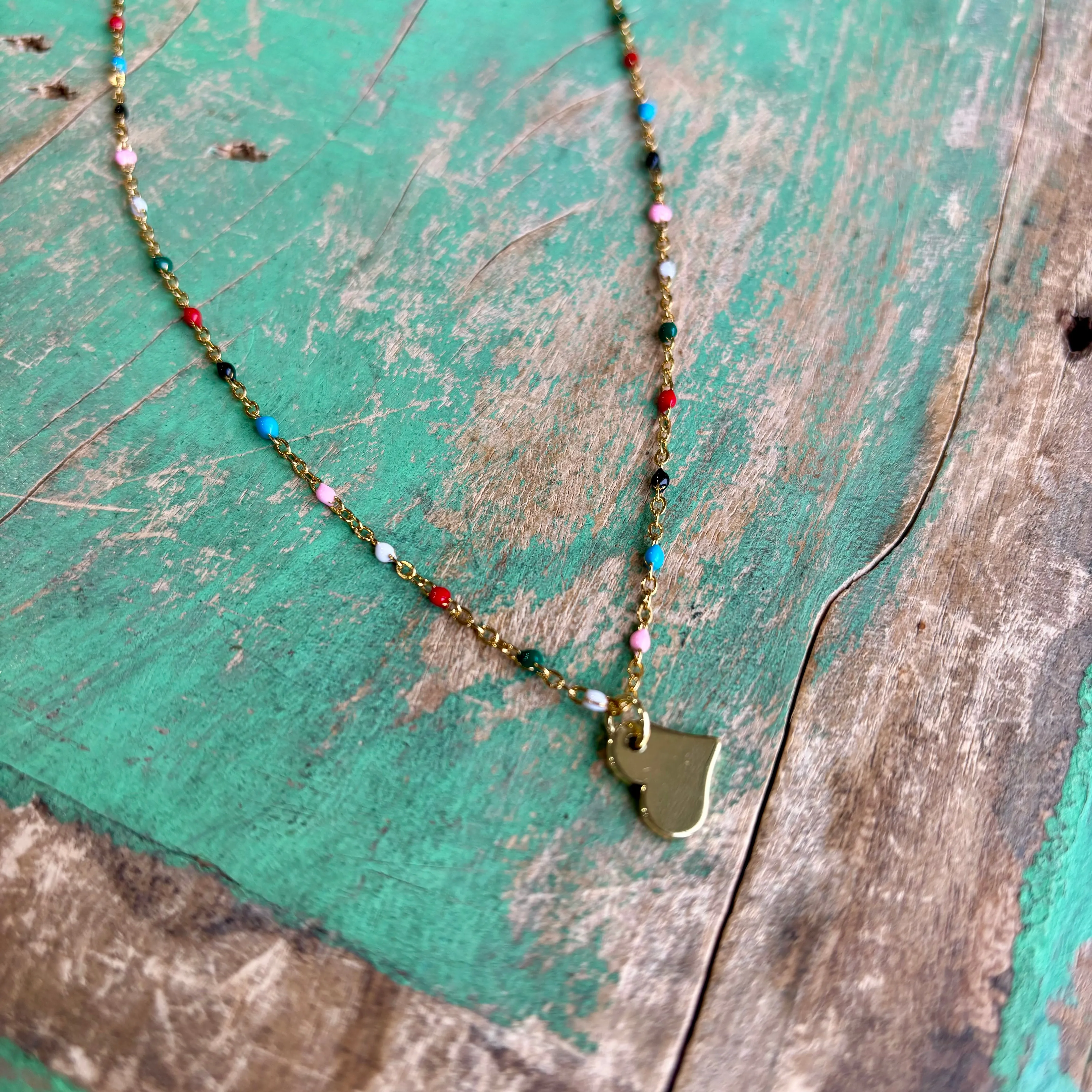 Colorful Gold Heart Necklace
