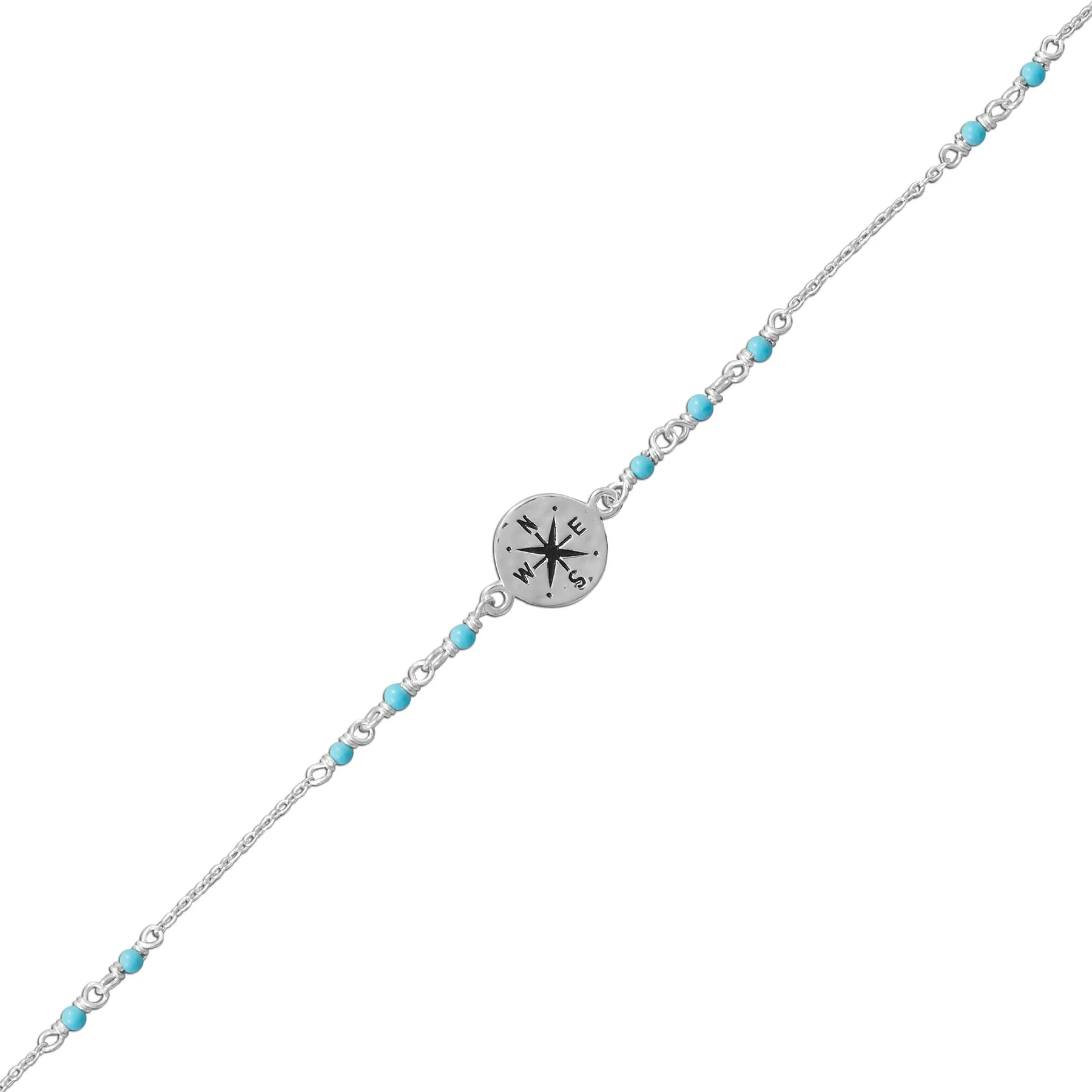 Compass and Sterling Silver Anklet