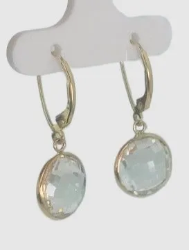 Crystal Quartz Round Bezel Earrings in 14KY - EAR-043-BZGM14Y-CRY