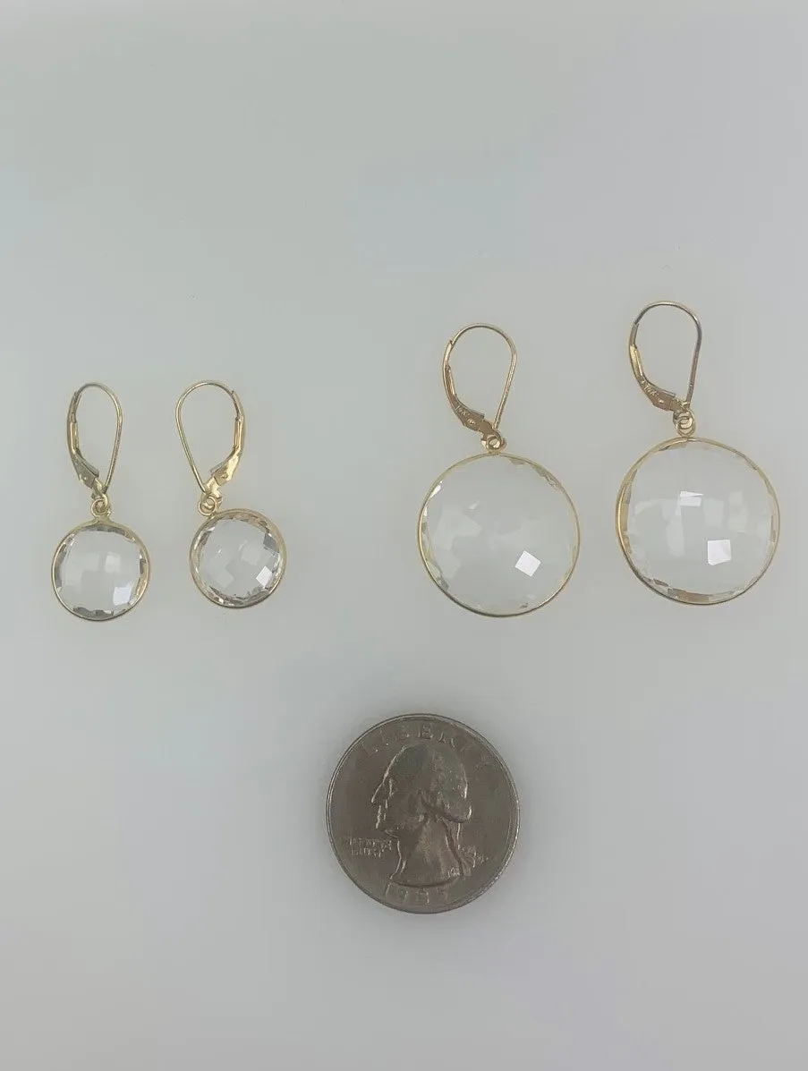 Crystal Quartz Round Bezel Earrings in 14KY - EAR-043-BZGM14Y-CRY