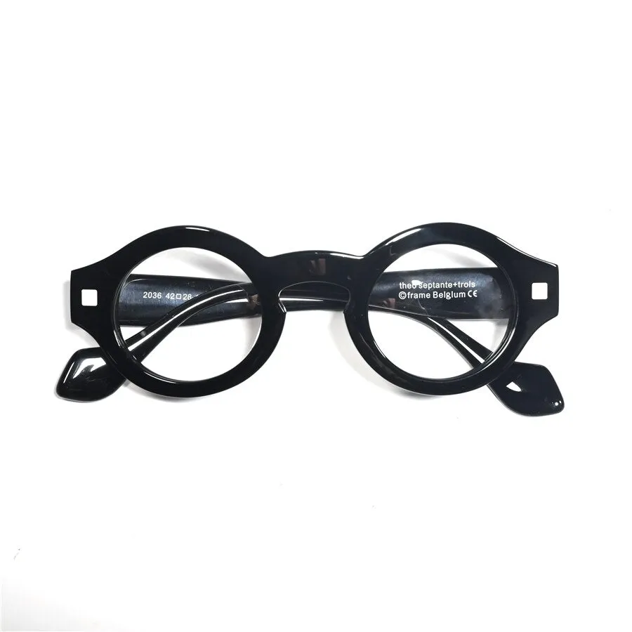 Cubojue Unisex Full Rim Small Round Acetate Hyperopic Reading Glasses 2036