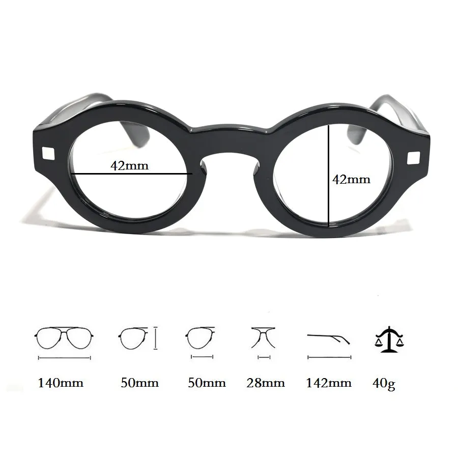 Cubojue Unisex Full Rim Small Round Acetate Hyperopic Reading Glasses 2036
