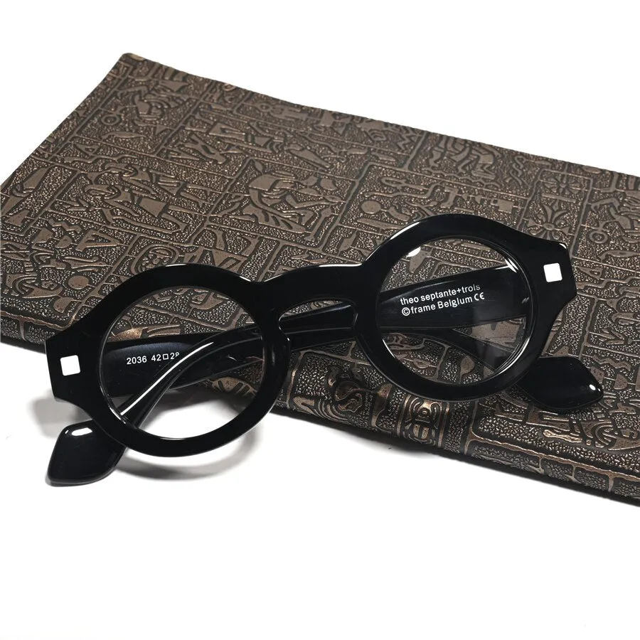 Cubojue Unisex Full Rim Small Round Acetate Hyperopic Reading Glasses 2036