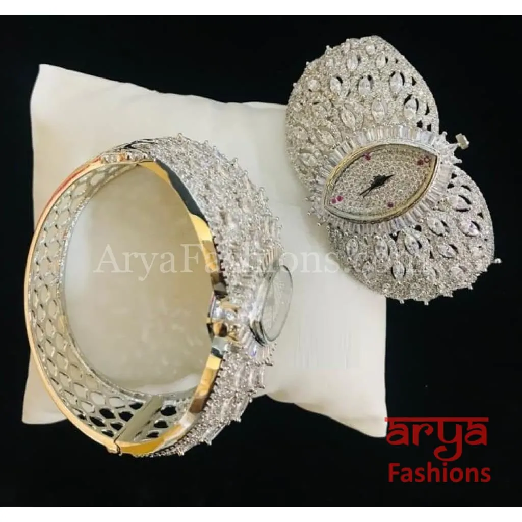 CZ Stone Designer Female Wrist Watch/ Hip Hop Watch/ CZ Bracelet Watch