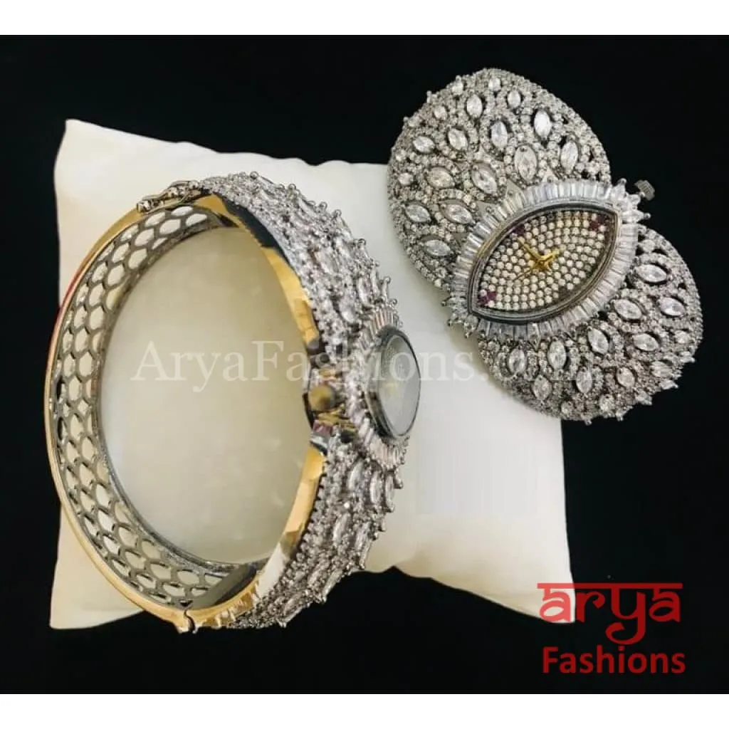 CZ Stone Designer Female Wrist Watch/ Hip Hop Watch/ CZ Bracelet Watch