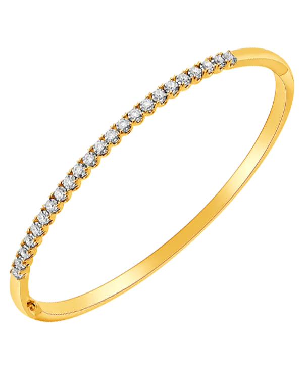 Diamond Bangle - 10ct Yellow Gold Diamond Set Bangle - 764473