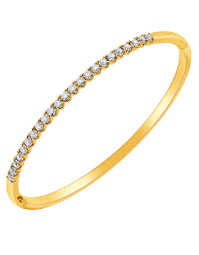 Diamond Bangle - 10ct Yellow Gold Diamond Set Bangle - 764473