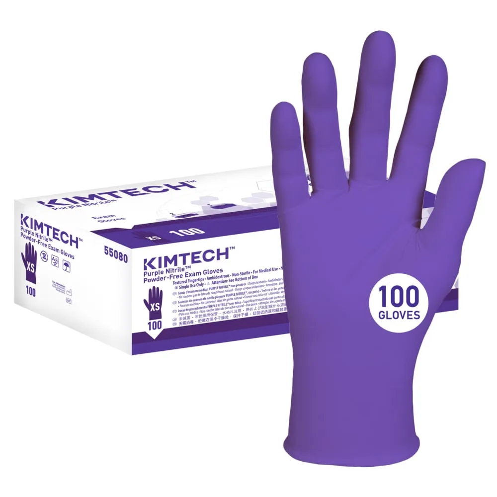 Disposable Gloves - Kimberly-Clark Kimtech™ Purple Nitrile™ Exam Gloves 6 Mil 9.5" (Box of 100)