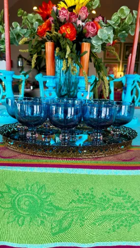 Drinking Glasses, Handmade in Spain, La Mediterranea Recycled Glass,Wine or Water, Set of 8, Luster Shine, Blues,Purples Pink