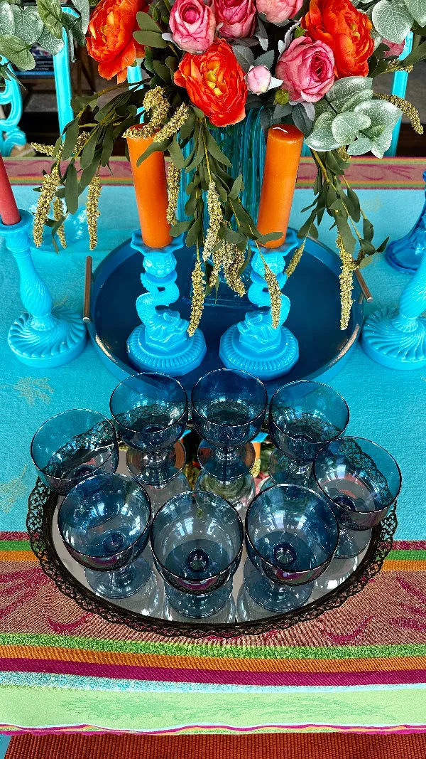 Drinking Glasses, Handmade in Spain, La Mediterranea Recycled Glass,Wine or Water, Set of 8, Luster Shine, Blues,Purples Pink
