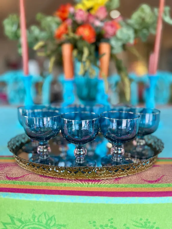 Drinking Glasses, Handmade in Spain, La Mediterranea Recycled Glass,Wine or Water, Set of 8, Luster Shine, Blues,Purples Pink