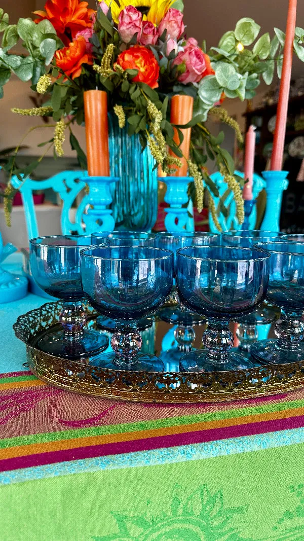 Drinking Glasses, Handmade in Spain, La Mediterranea Recycled Glass,Wine or Water, Set of 8, Luster Shine, Blues,Purples Pink