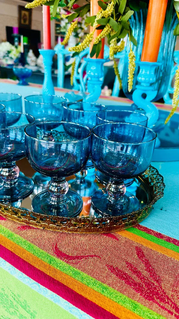 Drinking Glasses, Handmade in Spain, La Mediterranea Recycled Glass,Wine or Water, Set of 8, Luster Shine, Blues,Purples Pink