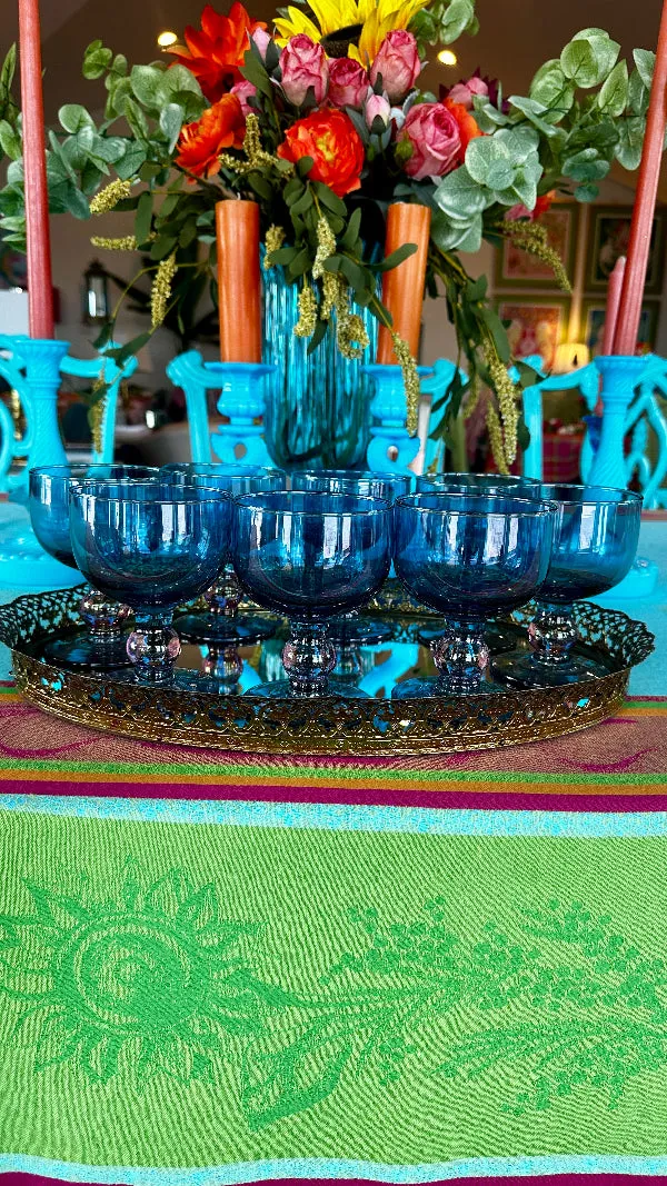 Drinking Glasses, Handmade in Spain, La Mediterranea Recycled Glass,Wine or Water, Set of 8, Luster Shine, Blues,Purples Pink