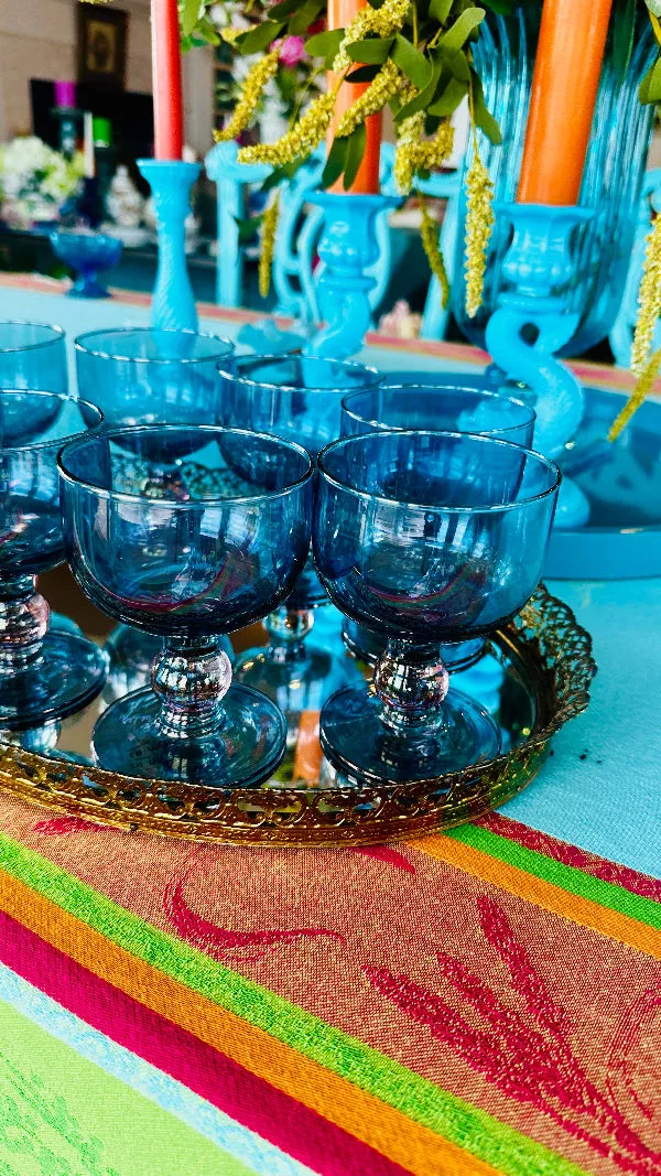 Drinking Glasses, Handmade in Spain, La Mediterranea Recycled Glass,Wine or Water, Set of 8, Luster Shine, Blues,Purples Pink