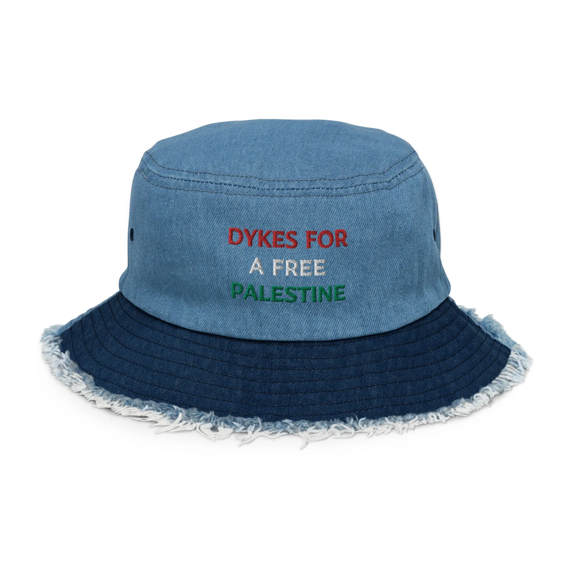 Dykes For A Free Palestine Denim Bucked Hat