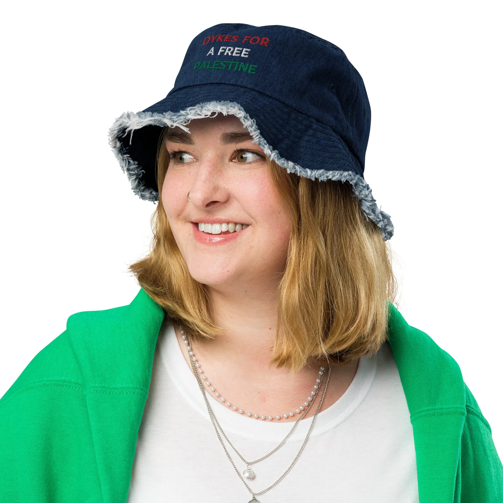 Dykes For A Free Palestine Denim Bucked Hat