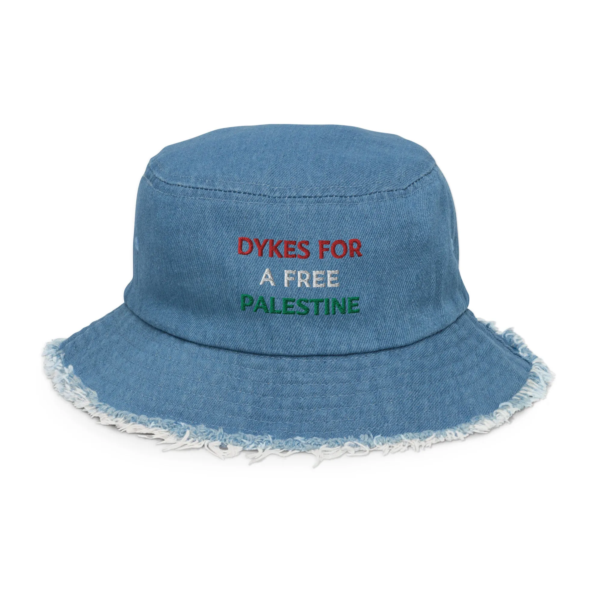 Dykes For A Free Palestine Denim Bucked Hat