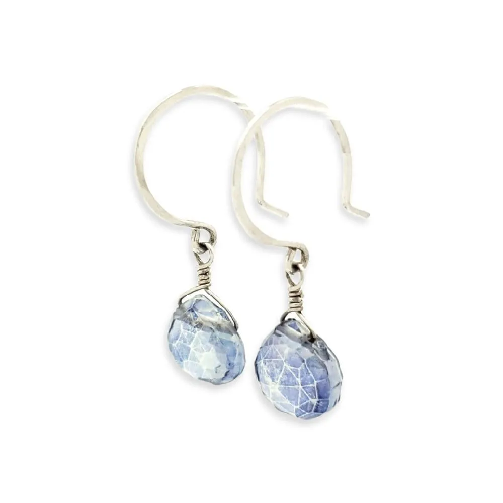 Earrings - Azure Blue Mystic Quartz Gemstone Drops Sterling by Foamy Wader