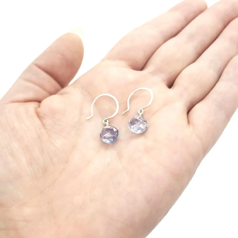 Earrings - Azure Blue Mystic Quartz Gemstone Drops Sterling by Foamy Wader
