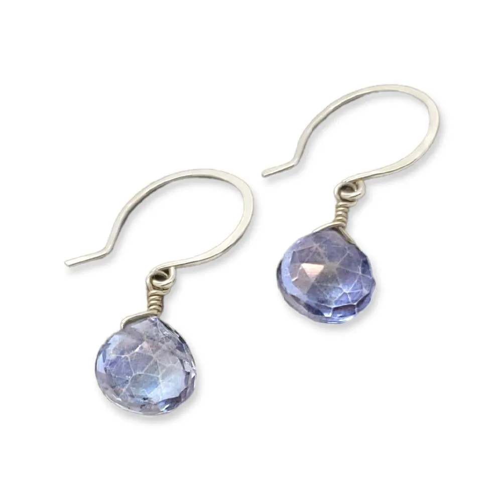 Earrings - Azure Blue Mystic Quartz Gemstone Drops Sterling by Foamy Wader