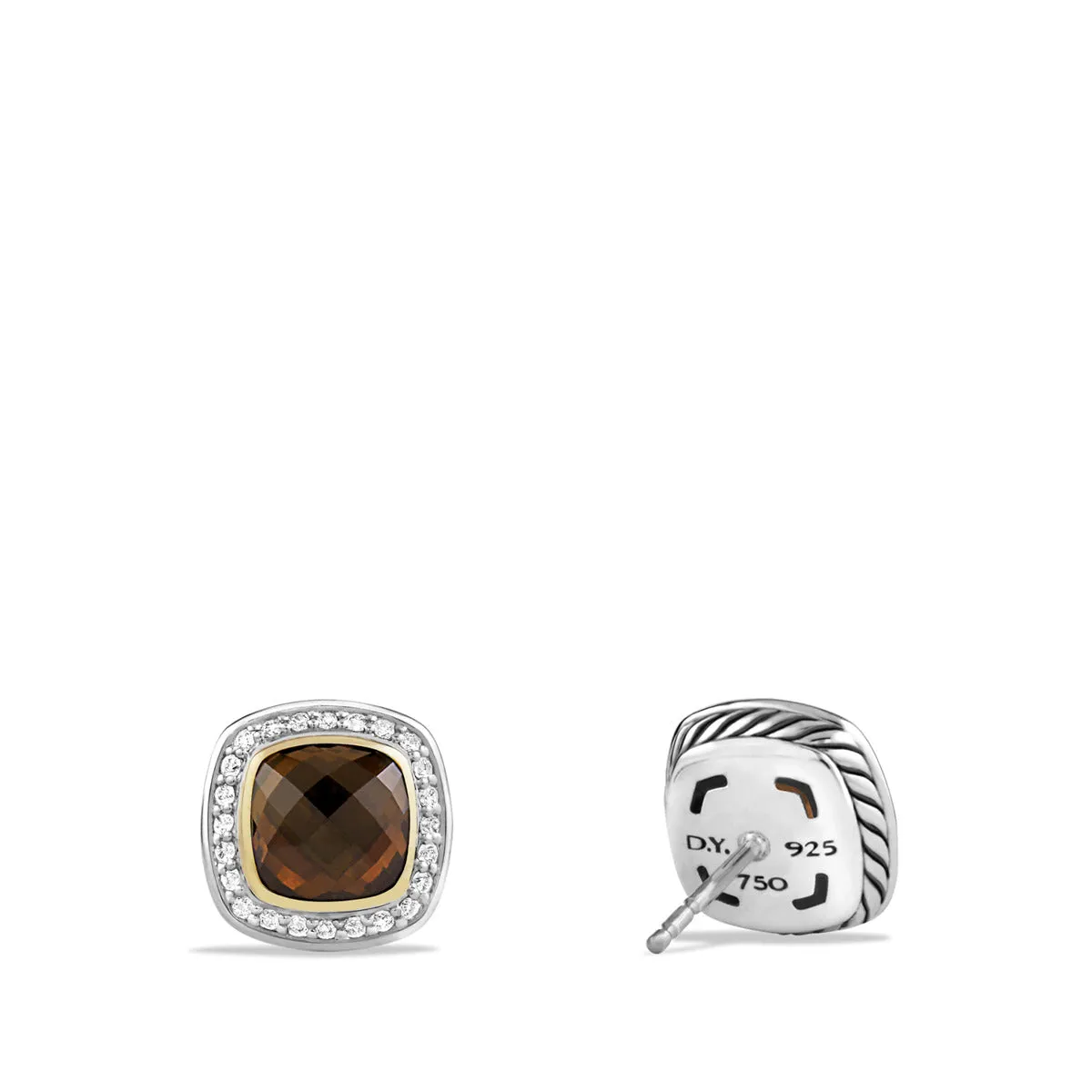 Earrings with Smoky Quartz and Diamonds with 18K Gold