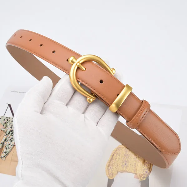 Earthy Yellow Women Genuine Leather Belt 土黃色女士真皮皮带 KCBELT1053b