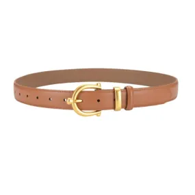 Earthy Yellow Women Genuine Leather Belt 土黃色女士真皮皮带 KCBELT1053b