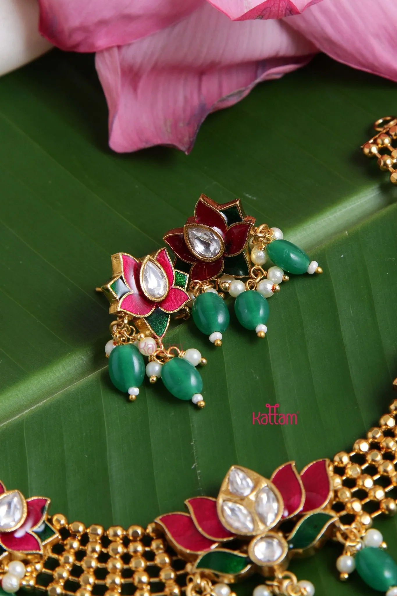 Enamel Lotus Beaded Choker