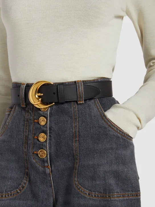 Etro   Paisley buckle leather belt 