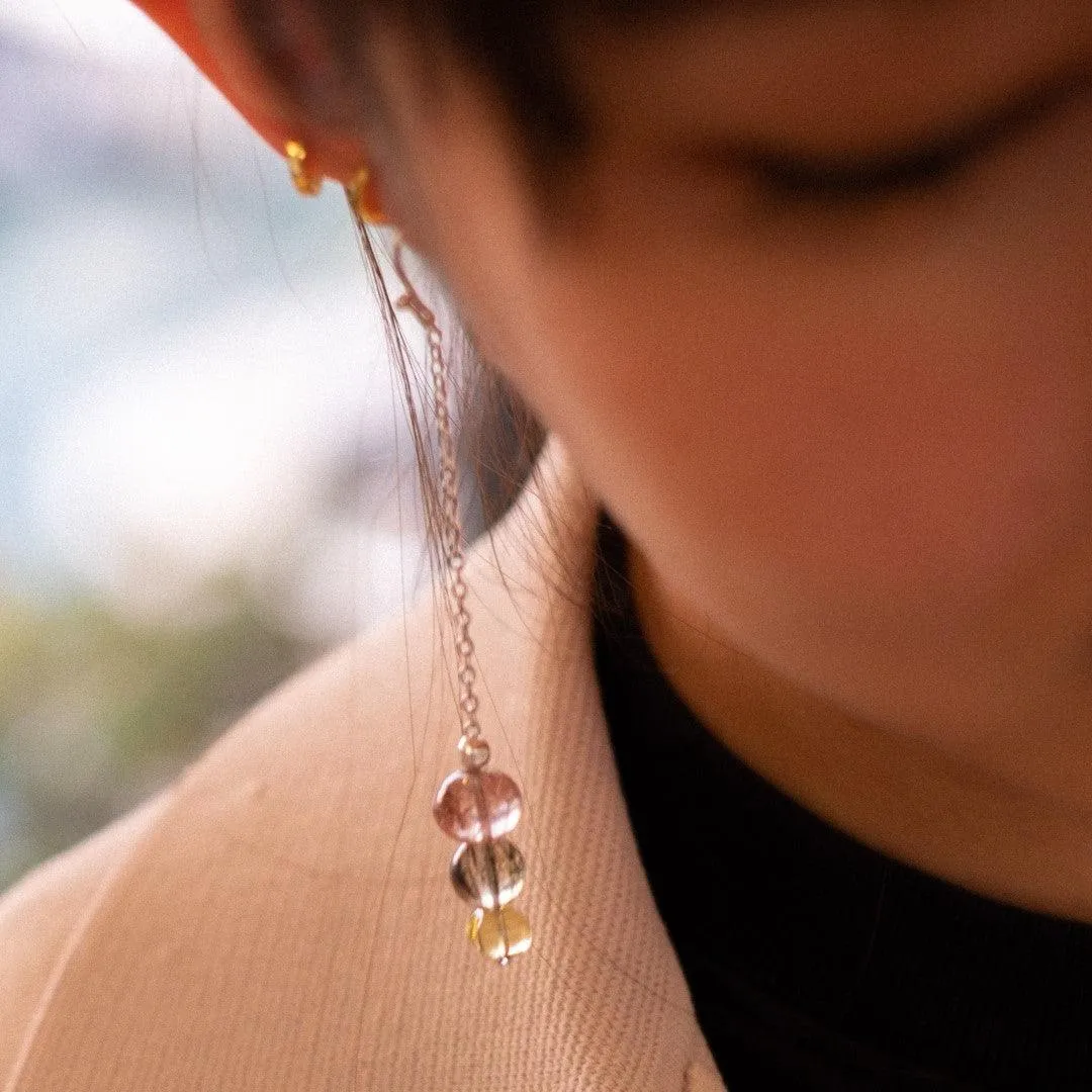 Flowering Season - Rutilated Quartz & Lemon Quartz Dangle Earrings