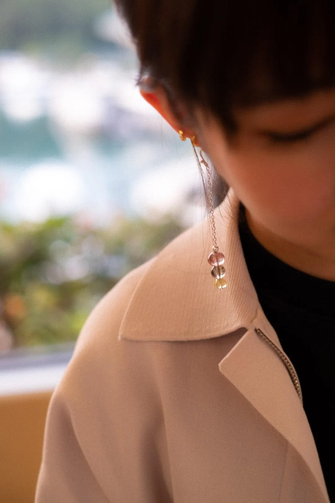 Flowering Season - Rutilated Quartz & Lemon Quartz Dangle Earrings