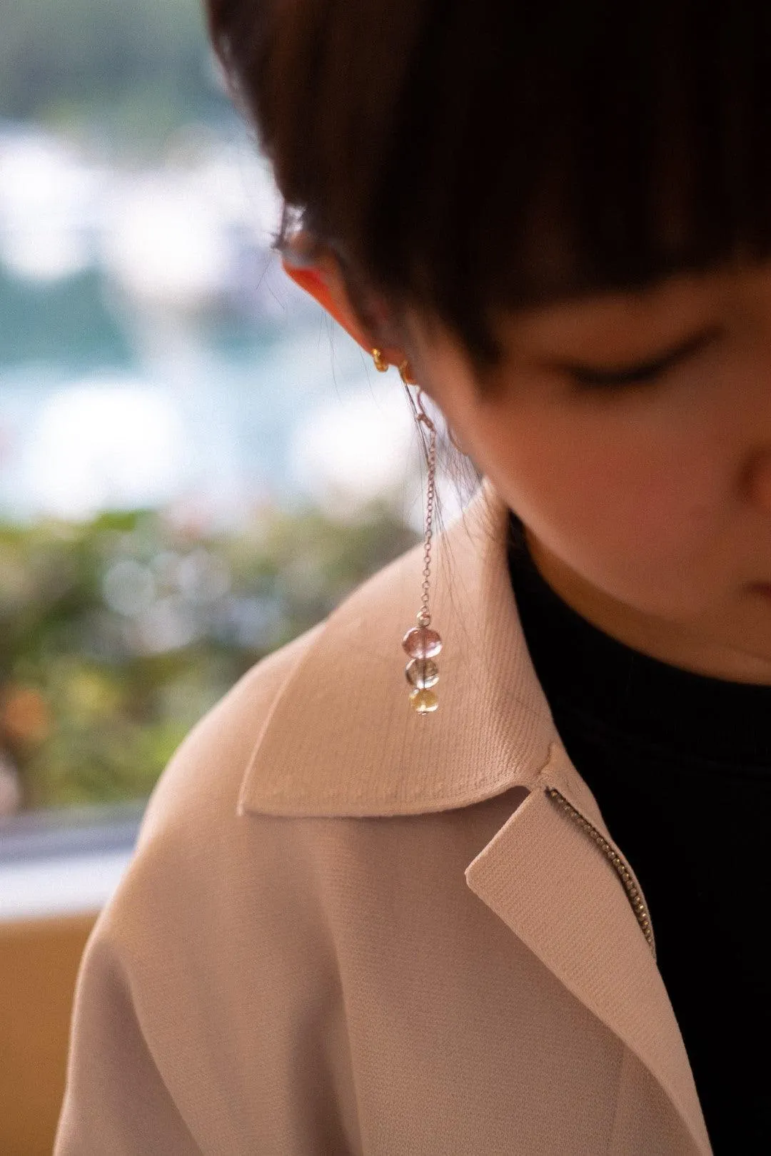 Flowering Season - Rutilated Quartz & Lemon Quartz Dangle Earrings