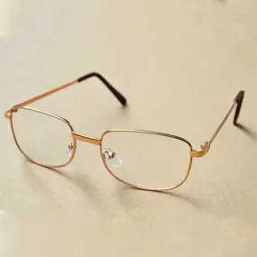 Full Metal Frame Resin Lenses Presbyopic Glasses Reading Glasses  2.00D(Gold)