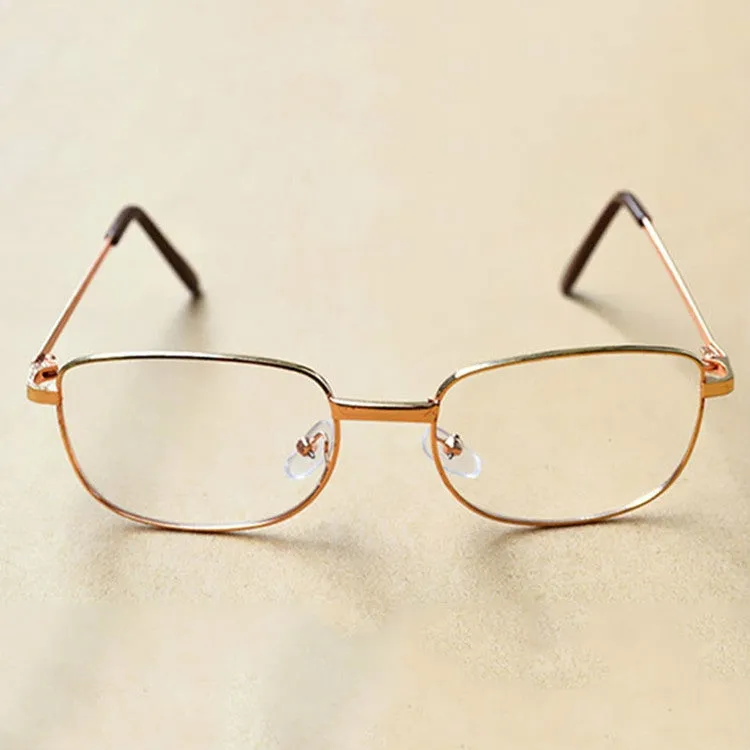 Full Metal Frame Resin Lenses Presbyopic Glasses Reading Glasses  2.00D(Gold)
