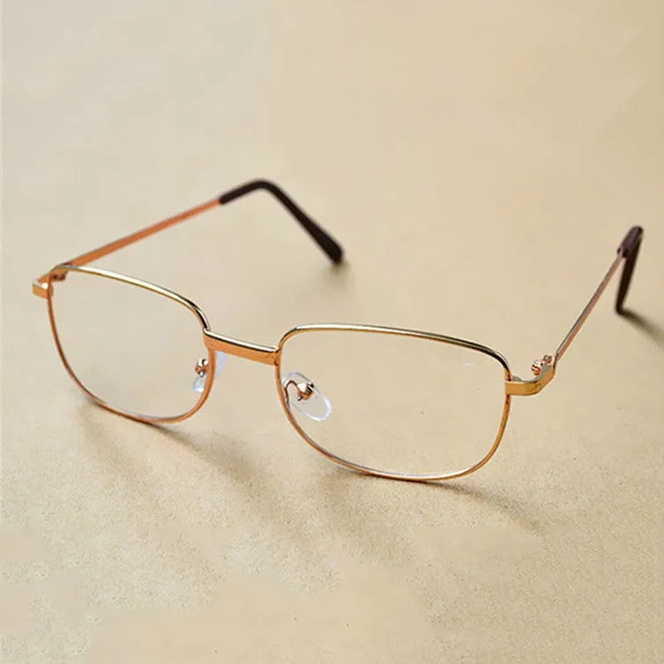 Full Metal Frame Resin Lenses Presbyopic Glasses Reading Glasses  2.00D(Gold)