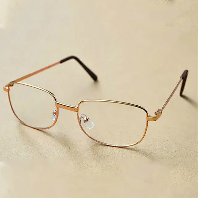 Full Metal Frame Resin Lenses Presbyopic Glasses Reading Glasses  2.00D(Gold)