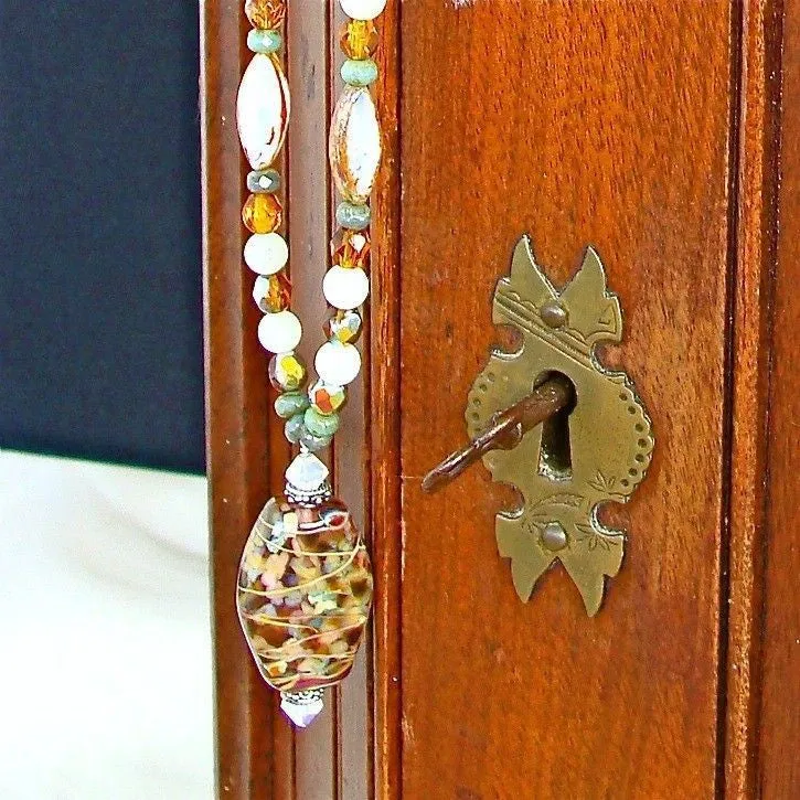 Garden Mum: 20" Autumn Necklace with Hand Blown Glass Beads