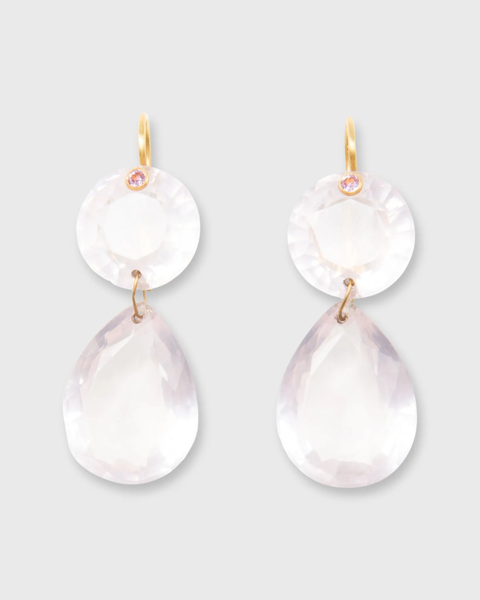 Gem Girandole Earrings in Rose Quartz