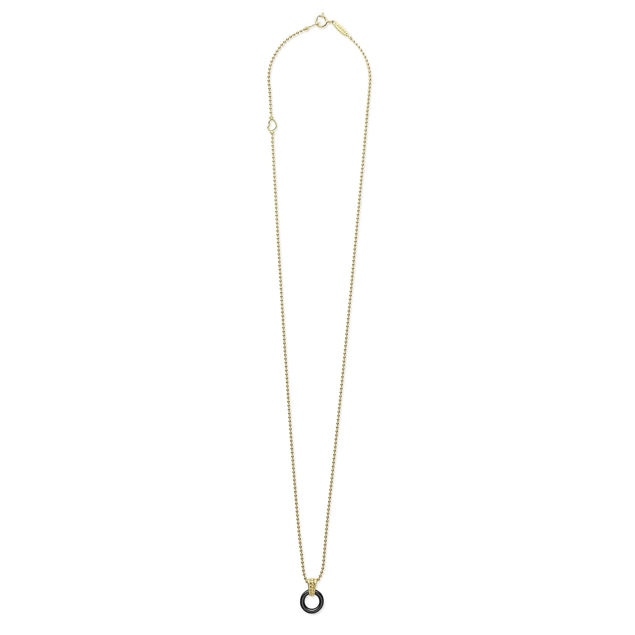 Gold & Black Caviar 18k Gold Black Ceramic Circle Pendant Necklace