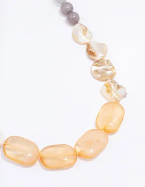 Gold Marble Beaded Statement Necklace
