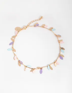 Gold Matte Pastel Leaf Anklet
