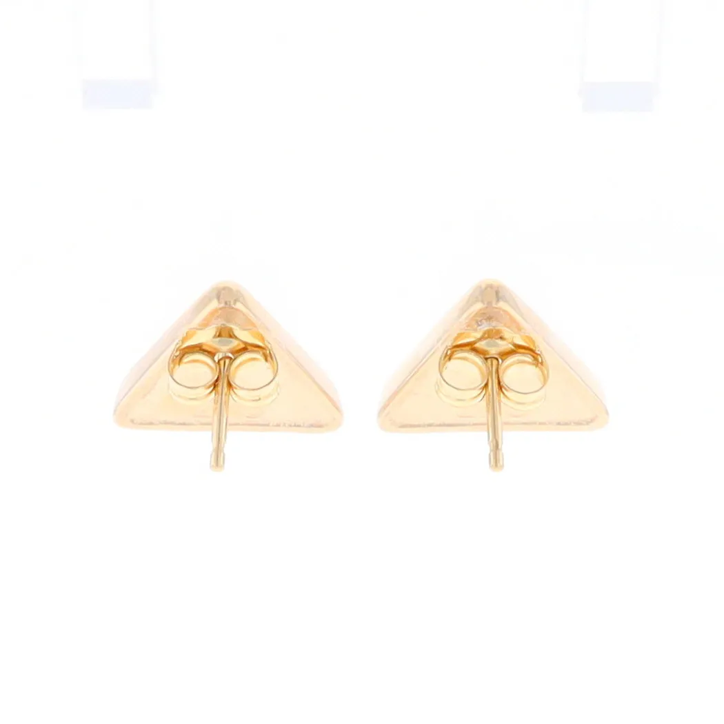 Gold Quartz Earrings Triangle Inlaid Studs - G2