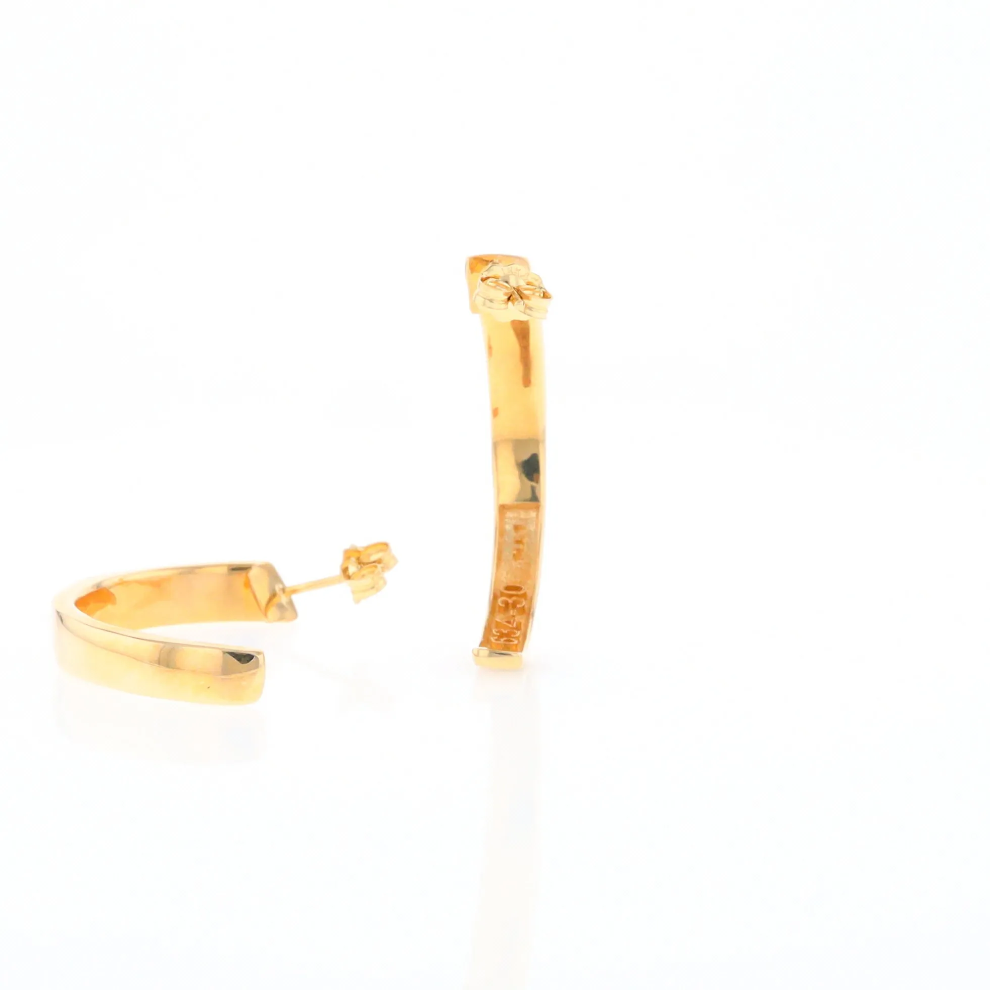 Gold Quartz Hoop Earrings 3 Section Inlaid Design
