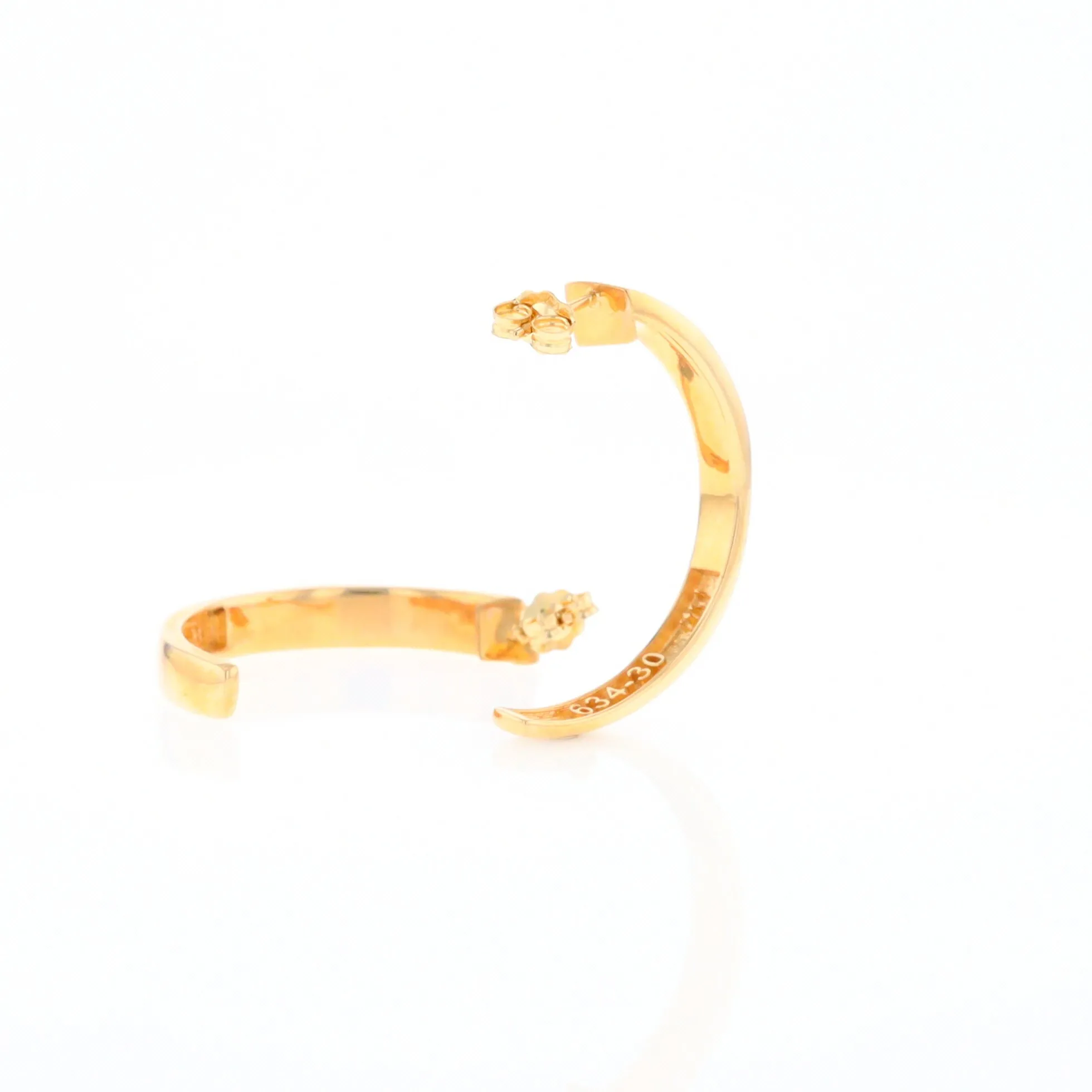 Gold Quartz Hoop Earrings 3 Section Inlaid Design