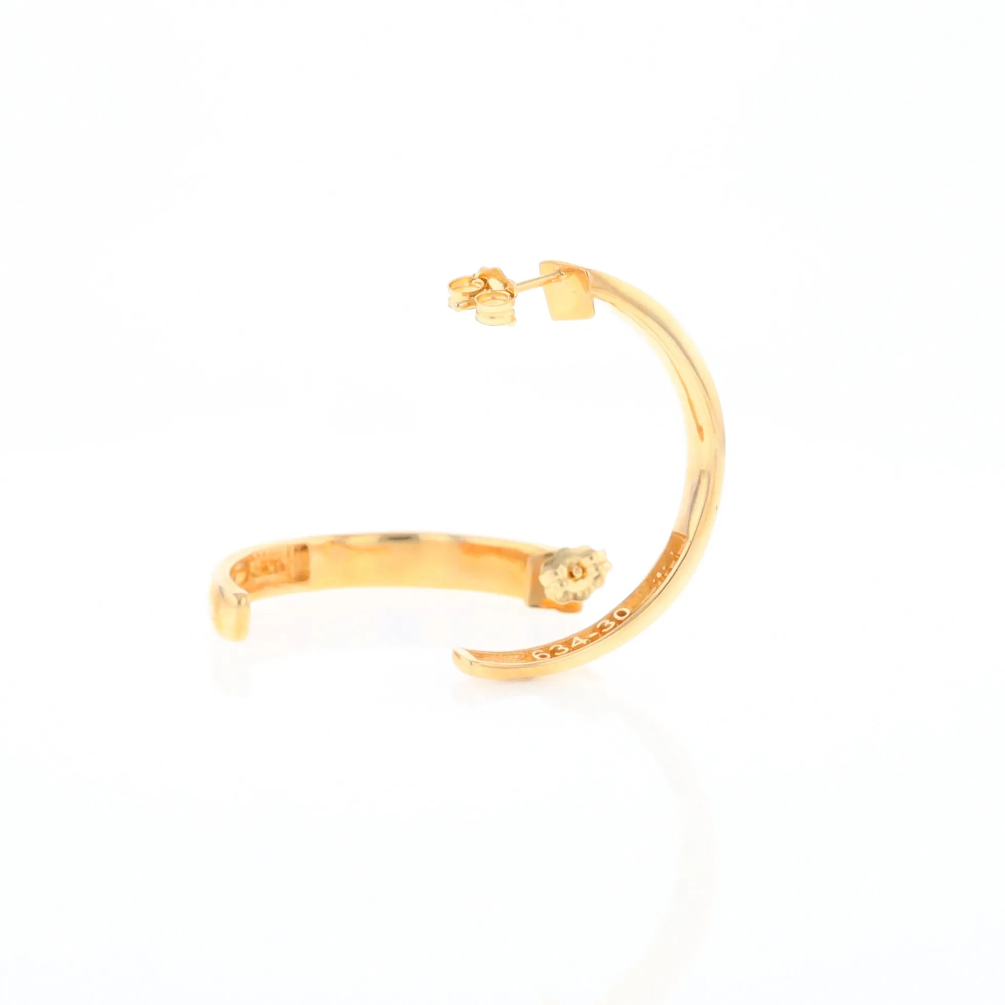 Gold Quartz Hoop Earrings 3 Section Inlaid Design