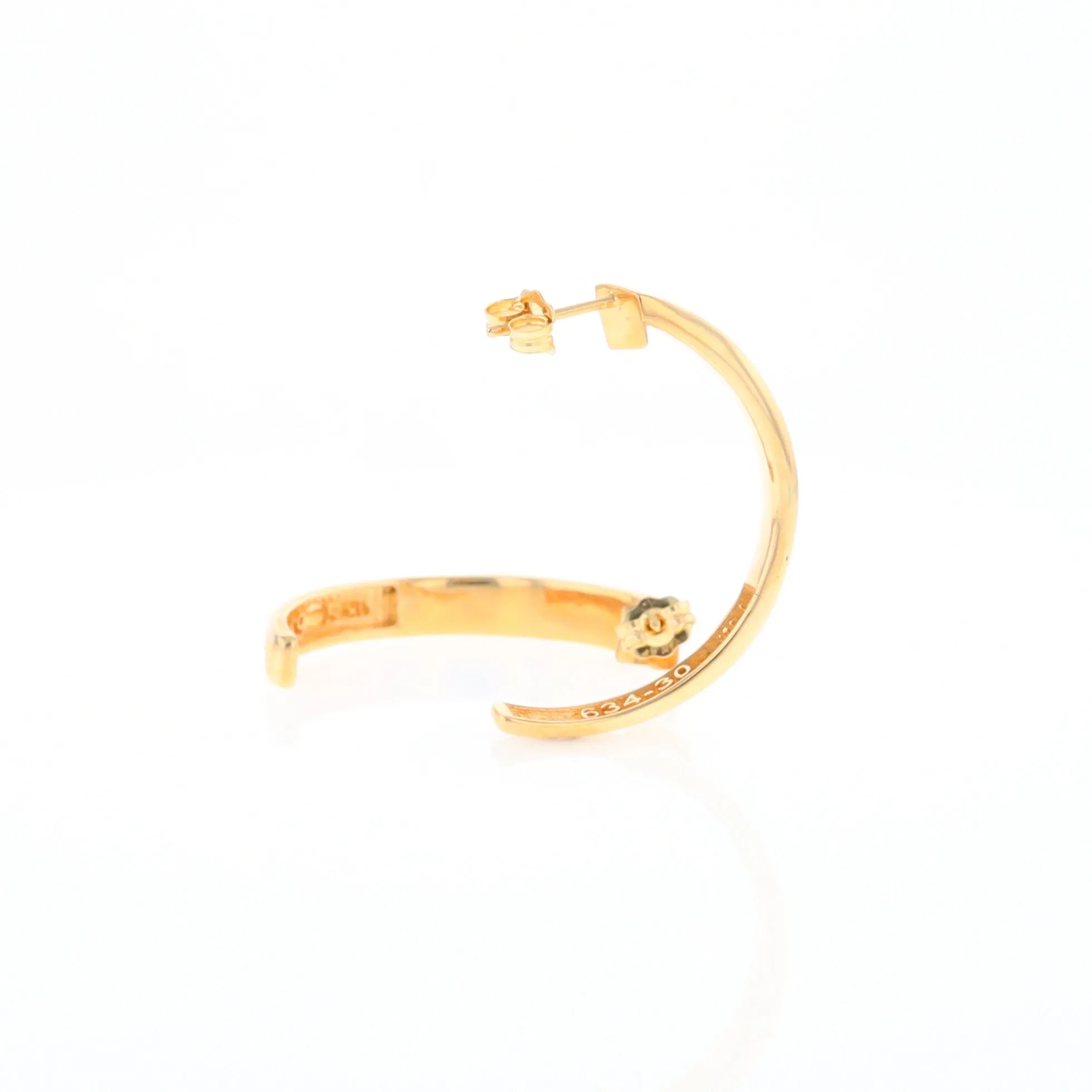 Gold Quartz Hoop Earrings 3 Section Inlaid Design