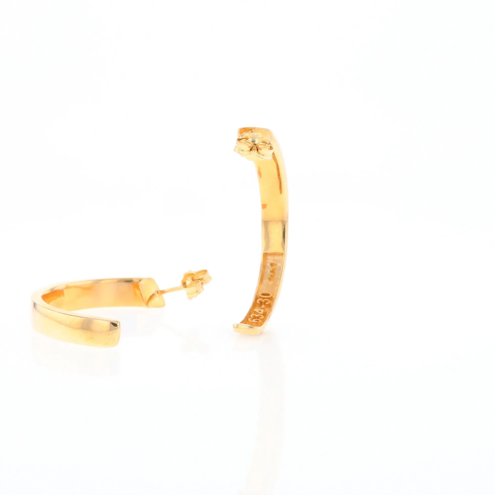 Gold Quartz Hoop Earrings 3 Section Inlaid Design