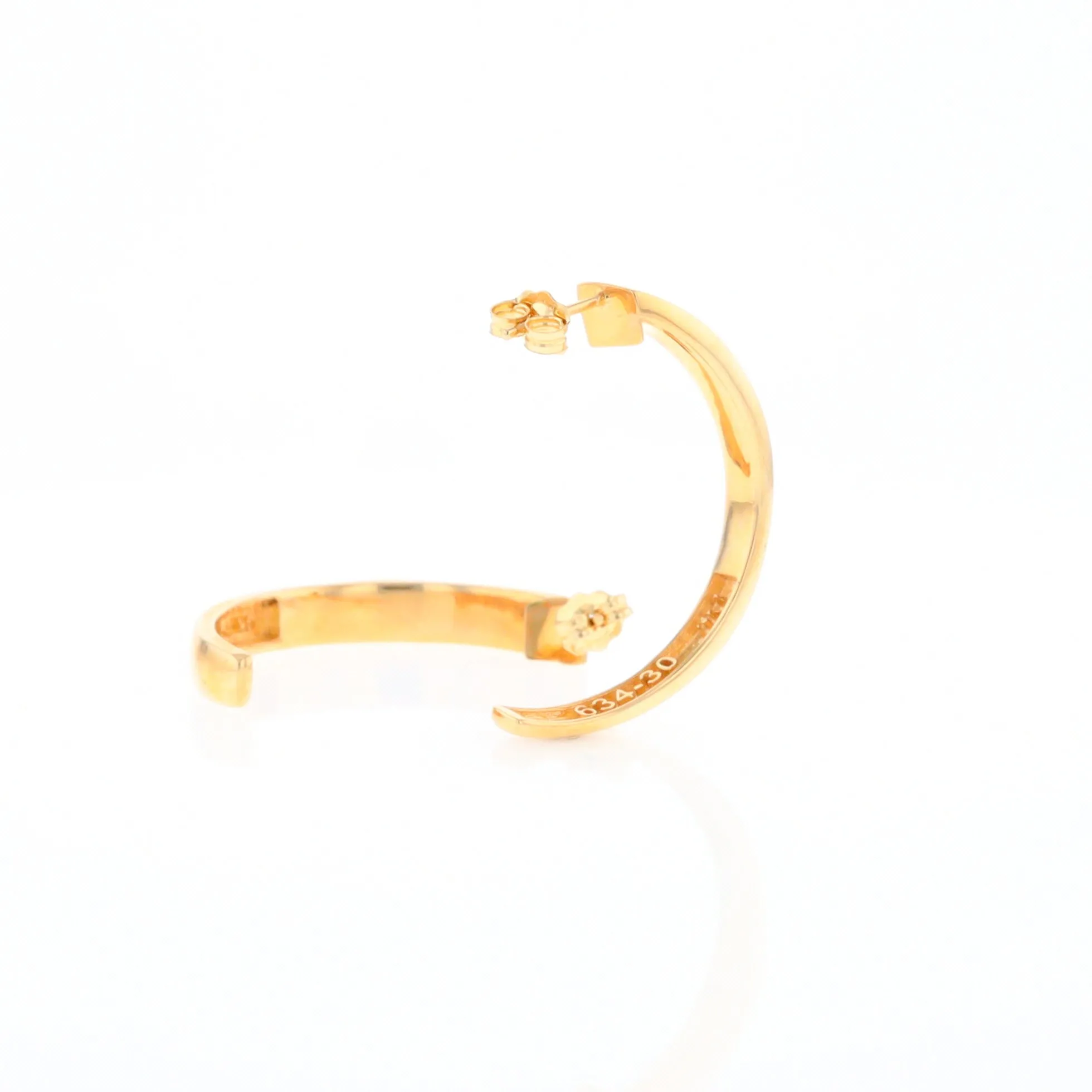 Gold Quartz Hoop Earrings 3 Section Inlaid Design